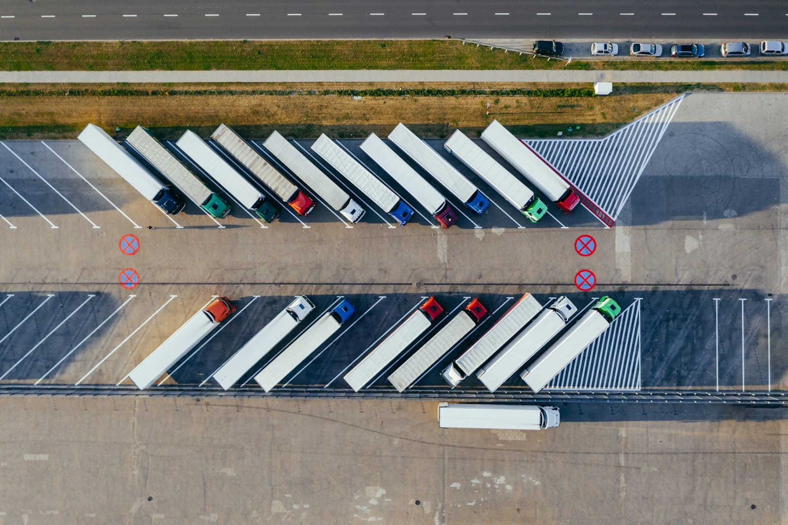 Aerial view of the Chebez delivery fleet